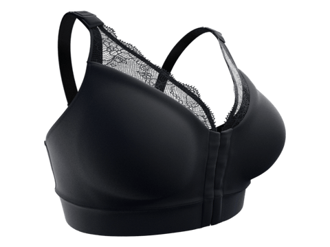 Lace Post Surgery Compression Bra | Black